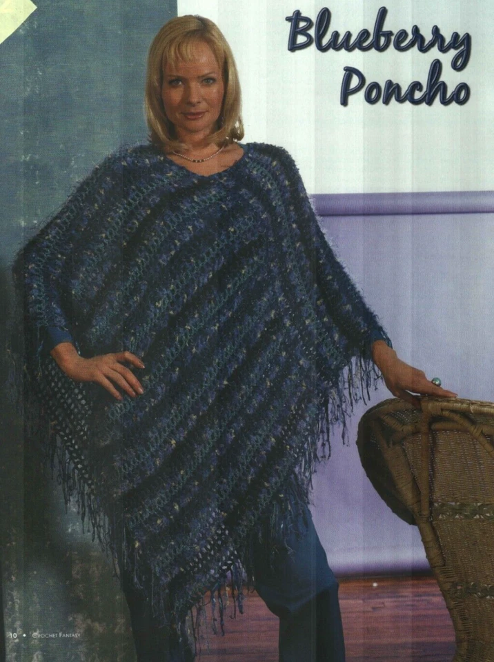PONCHO BLUEBERRY MUJER PATRÓN CROCHET INSTRUCCIONES Foto 1 de 1