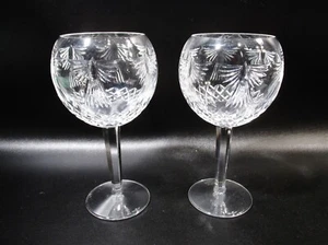 Vtg Waterford Crystal Ireland Millennium Happiness 2 Balloon Water Wine Goblets - Picture 1 of 5