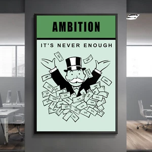 AMBITION Monopoly Motivation Erfolg Spiel Arbeit Zuhause Wanddeko POSTER LEINWAND ed3 - Bild 1 von 7
