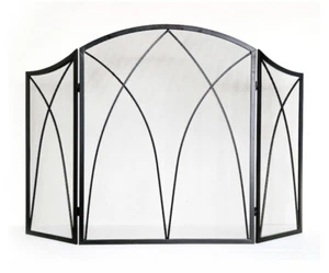 NEW Style Selections Black Finish 3-Panel Hinged Frame Fireplace Screen #0574379 - Picture 1 of 11