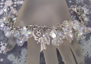 New AB Clear Crystal Bead Angel Charm Christmas Bracelet 7.5 to 8 .5 inches - Picture 1 of 6