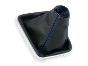 FOR OPEL ZAFIRA B GEAR SHIFT BOOT GAITER REAL LEATHER STITCH NAVY BLUE - Picture 1 of 5