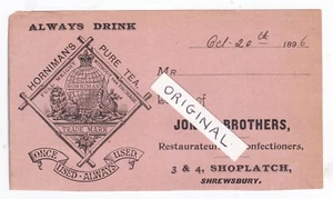 SHREWSBURY JONES SHOPLATCH SHROPSHIRE ORIGINAL VINTAGE RECEIPT CONFECTIONERY - Picture 1 of 1