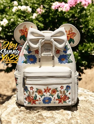 Loungefly Disney Minnie Mouse Embroidered Floral Bow Mini Backpack - Image 1 of 4