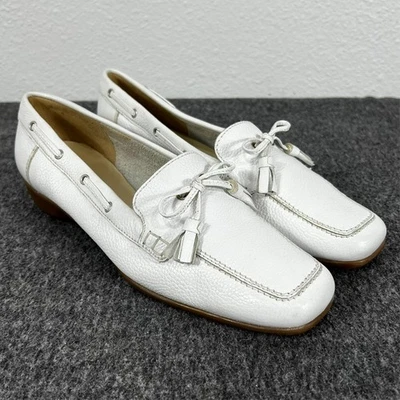 Mocasines Sesto Meucci de cuero para mujer talla 9M blanco pantorrilla sin cordones Foto 1 de 4