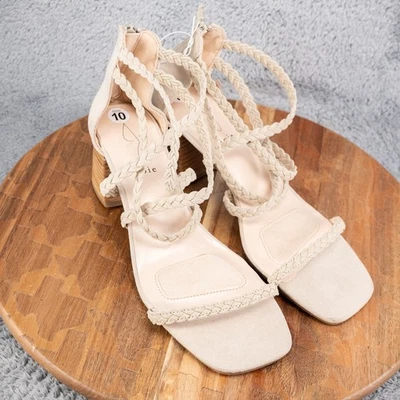 Женские повседневные серо-коричневые сандалии на каблуке с ремешками с открытым носком Joie Felina размер 10 - Изображение 1 из 4