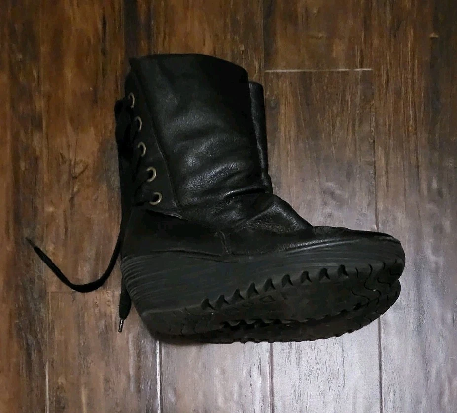 Fly London Mujer Medio Tobillo Negro Cuero Cremallera Botas Talla 41 Talla 10 Foto 1 de 4