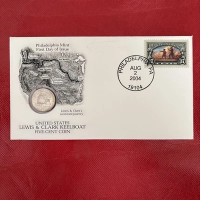 2004 FDCC Set US Lewis & Clark Keelboat Five Cent Coin Nickel Philadelphia Mint - Image 1 of 2