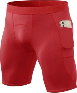 Pantaloncini sportivi SPVISE a compressione in spandex pantaloncini da allenamento/palestra rossi: taglia L - Foto 1 di 4