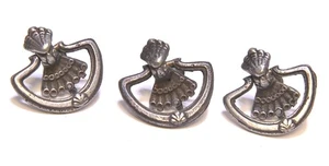 3 MATCHING VINTAGE METAL DRAWER PULLS WITH FLIP PULL EMPIRE STYLE - Picture 1 of 5