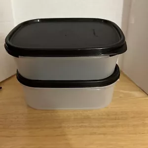 New Tupperware Modular Mates Mini Rectangle # 1 Black Seal 850ml Container Set 2 - Picture 1 of 4