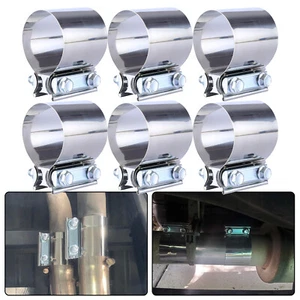 6PCS 3" Stainless Steel T-304 Butt Joint Band Exhaust Clamp Sleeve Coupler - Picture 1 of 10