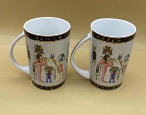 Ägyptische Szene Kaffeetassen (2) Hieroglyphen 4 3/4" Pharaonen   - Bild 1 von 11