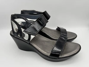 NAOT Women's Intrigue Black/Silver Luster Leather Sandal Size 41 EU / 10-10.5 US - Picture 1 of 10