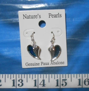 ~ Iridescent Paua Seashell Earrings ~  Conch Shell ~ Blue ~ Nickel-Free Hooks ~ - Picture 1 of 5