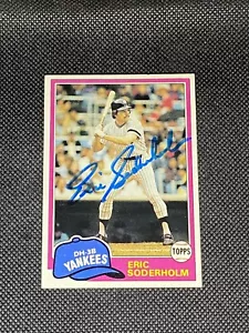 Carta Topps firmata Eric Soderholm New York Yankees 1981 #383 ~ COA - Foto 1 di 3