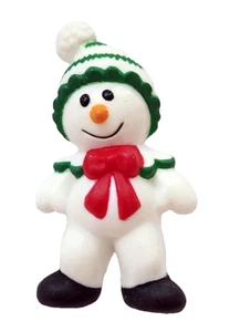 Gibson PIN Weihnachten Vintage SCHNEEMANN grüne Mütze & rote Schleife 1980er Brosche - Bild 1 von 2