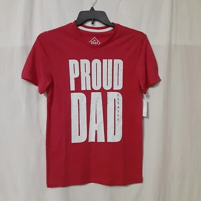 Camiseta roja gráfica Proud Dad para hombre pequeña nueva con etiquetas Foto 1 de 3