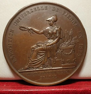 1873 medalla francesa de bronce Viena premio de exposición internacional Austria Hungría Imperio - Imagen 1 de 3