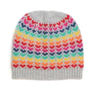 Womens Beanie Hat Ladies Winter Rainbow Heart Pattern Warm One Size - Picture 1 of 1