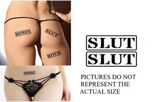 Large SLUT STAMP Temporary Tattoo x2 Cuckold, Role Play - Picture 1 of 2
