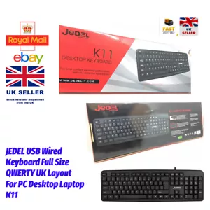 JEDEL USB Wired Keyboard Full Size QWERTY UK Layout For PC Desktop Laptop K11 - Picture 1 of 7