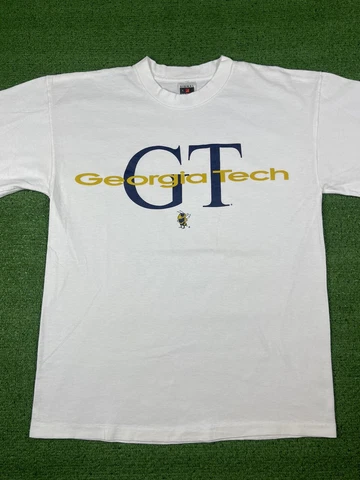 Vintage Georgia Tech Shirt Adult Size Large White USA Made 90s Yellow Jackets Cover