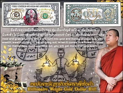 Billionaire Weighs Gold Dollar Bill, Wealth, Abundant, Talisman, Abundant. - Image 1 of 4