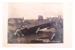 1907 RPPC Dubuque, Iowa - Tormenta del 15 de agosto - Foto de puente ferroviario derribado - Imagen 1 de 3