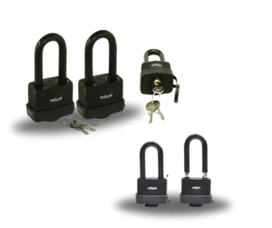 Rolson 2pc 50mm Keyed Alike Long Shackle laminated Padlock Double Locking - Picture 1 of 2