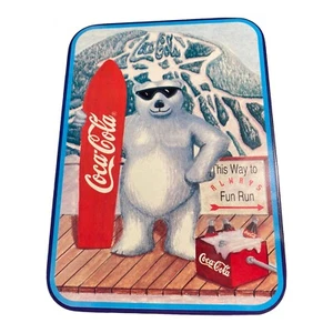 Tabla de nieve vintage Coca Cola Polar Bear Tin 1996 solo lata - Imagen 1 de 7