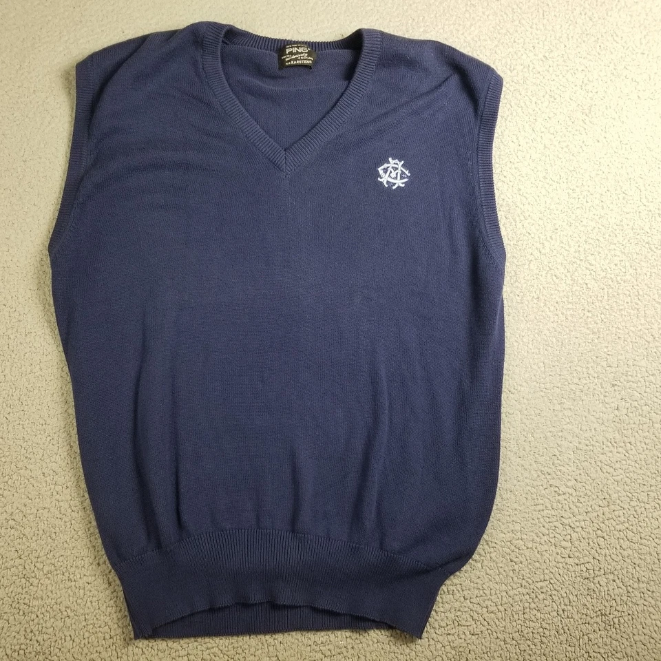 Ping Sweater Vest Men Large Blue Golf Karsten Scotland Vintage 22X28 Logo - Image 1 of 4
