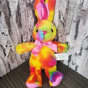Homerbest NEON Batik Regenbogen Osterhase Hasen 13" rosa seidige Schleife, Ohren - Bild 1 von 7