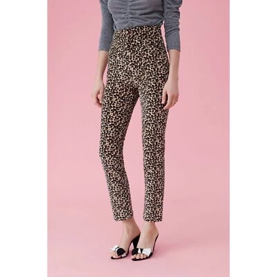 REBECCA TAYLOR Pants Leopard Velvet High Rise Ankle Pants Skinny SZ 4 NWT $375 - Image 1 of 4