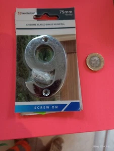 Nummer 9 - 72 mm verchromt Messing Nummer Henley Sandleford Anschrauben - Bild 1 von 1