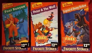 Disney Favorite Stories Storybook 3 VHS Lot: Peter the Wolf, Paul Bunyan, Sleepy - Picture 1 of 12