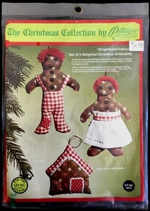 Set anni 70 3 ornamenti natalizi pan di zenzero Calico Paragon kit needlecraft 6214 Vt - Foto 1 di 3