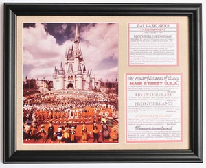 Walt Disney 1971 Disney World Magic Kingdom Opening Day framed photo tribute - Picture 1 of 1