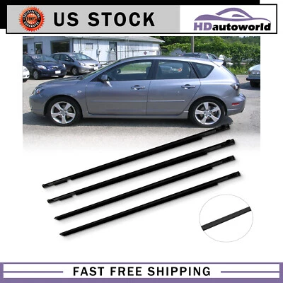 For 2004-2009 Mazda 3 BK sedan Weatherstrip Window Moulding Trim Seal Belt 4pc - Image 1 of 4