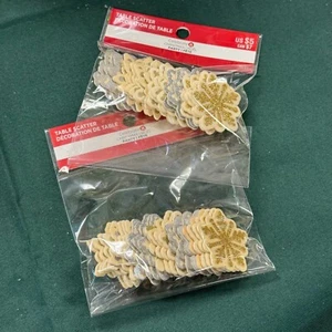 Celebrate it Christmas Holiday Silver and Gold Snowflakes Table Scatter 2 Pack - Picture 1 of 1