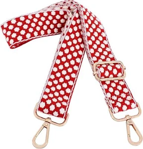 Adjustable Handbag Strap Wide Purse Replacement Red Dot+gold Metal - Picture 1 of 7