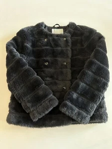 Janie and Jack Girls Faux Fur Jacket Short Coat 5 to 6 Black - Picture 1 of 7