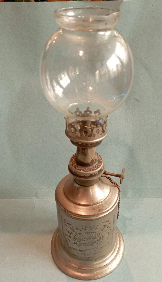 ANCIENNE LAMPE PIGEON LA FAUVETTE A POSER AVEC VERRERIE XIXème DN4201 - Photo 1/4