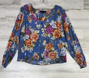 Top Rachel Roy Mujer Medio Azul Estampado Floral Fluido Informal Verano Primavera - Imagen 1 de 5