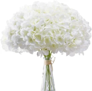Ivory White Faux Hydrangea Flowers - 10 Pack for Weddings & Home Decor - Picture 1 of 12