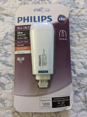 Philips PL-C / PL-T 26w 10.5w LED Soft White Dimmable 4Pin Light Bulb 9290013884 - Image 1 of 4