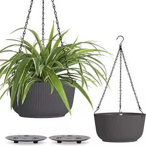 12 Inch Large Hanging Planters for Outdoor Plants, 2 Pack Self Watering Pots Ind - Picture 1 of 9