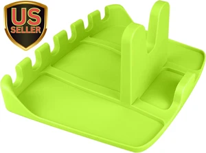 Silicone Cutlery Rack with Drip Pad; Stove Surface Spoon Holder; Pot Lid Rack; S - Picture 1 of 7