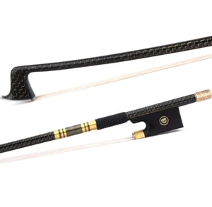 Top Master Braided Carbon Fiber Violin Bow 4/4 Ebony Parisan Carved Golden Parts - Picture 1 of 18
