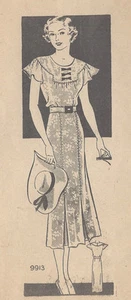 1930s Vintage Sewing Pattern DRESS B36" (R505) MARIAN MARTIN - Picture 1 of 1